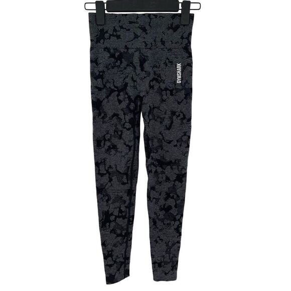 Gymshark Adapt Camo Jacquard Seamless Leggings High Rise Black Grey Women Small - Picture 1 of 7